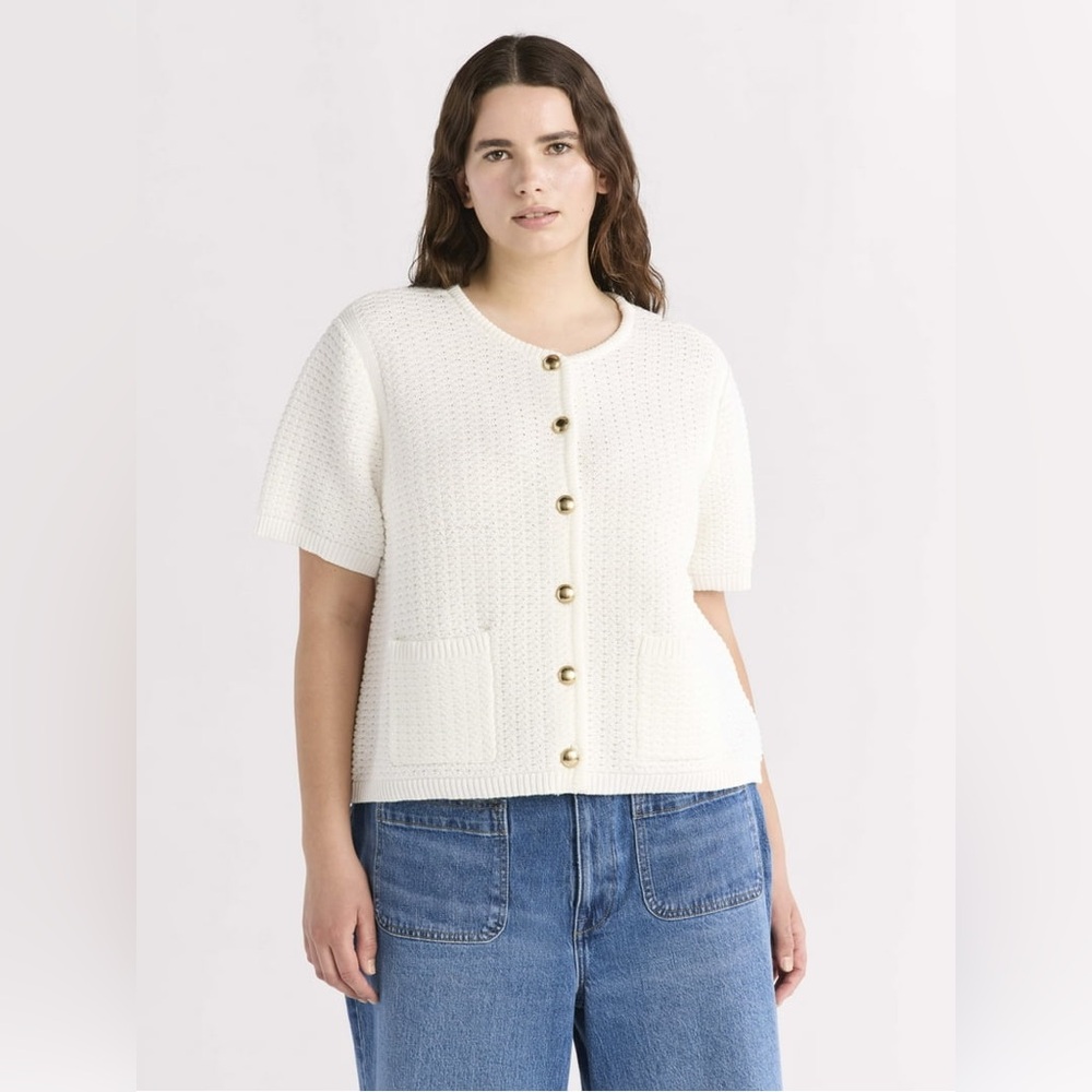 NWT Free Assembly Women's and Women's Plus Crochet Cardigan Sweater, Lightweight - Picture 4 of 11